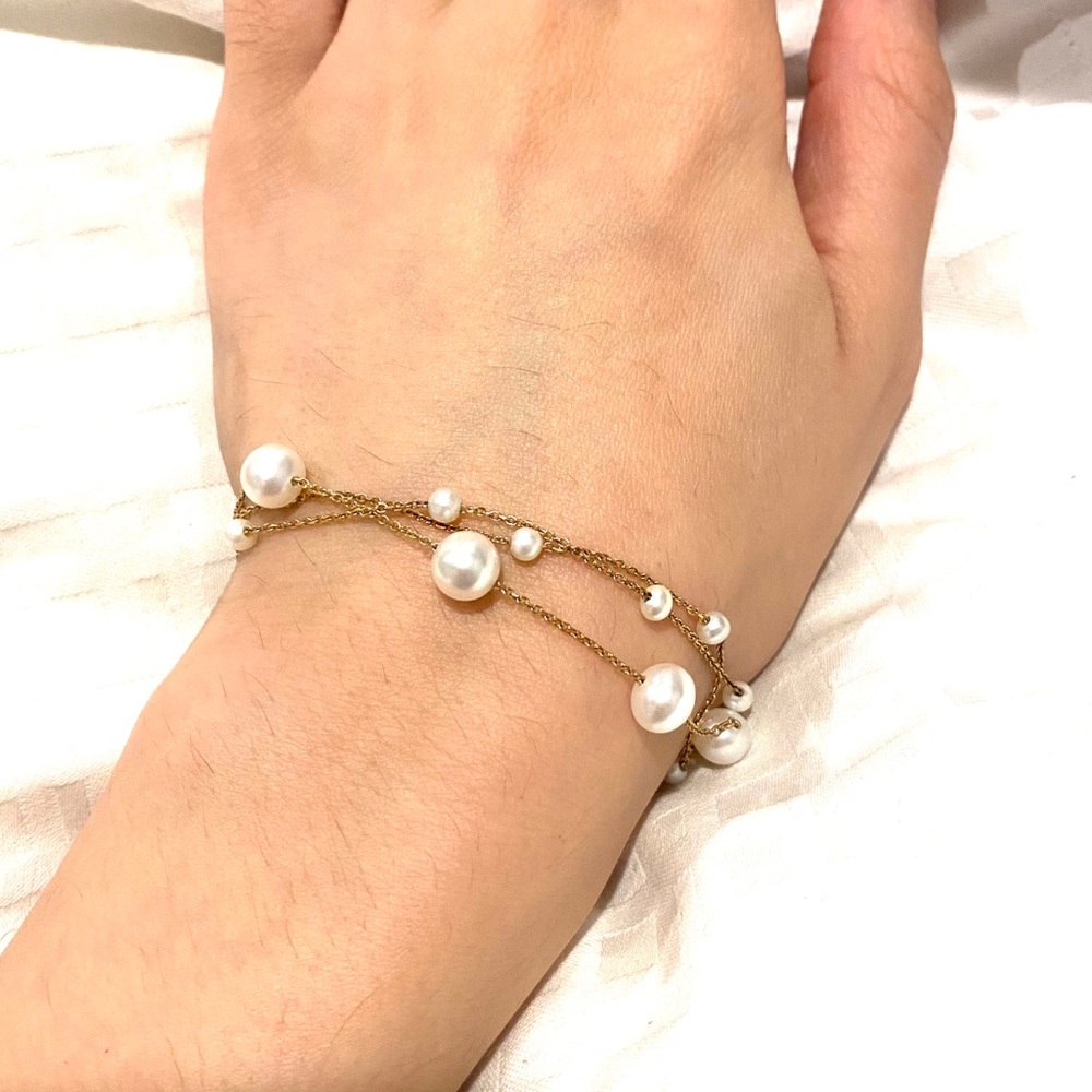 Gold String Pearl Bracelet 18k gold